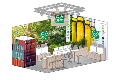 Gestalteter Messestand als Grafiksimulation unseres Kunden Care Naturkost GmbH